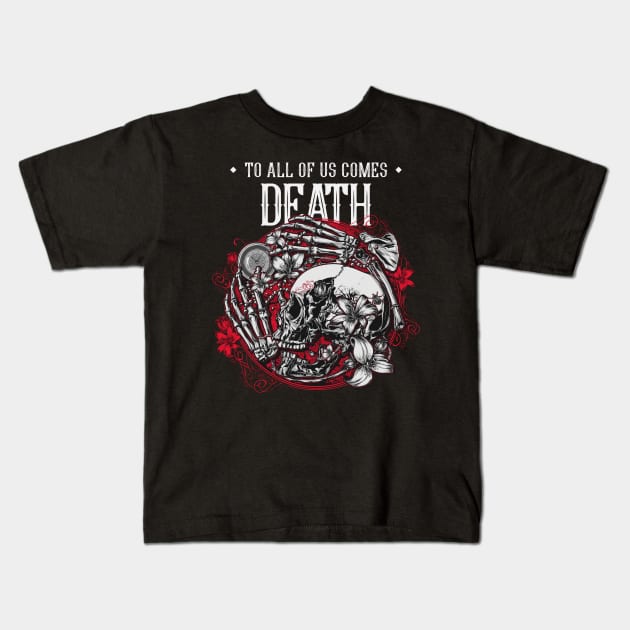 To All of Us Comes Death Skull and Bones Kids T-Shirt by kansaikate